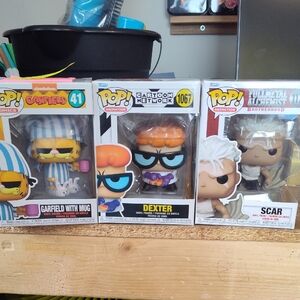 Funko Pop! Garfield 41, Dexter 1067, and Scar 1179 Figures - New In Box
